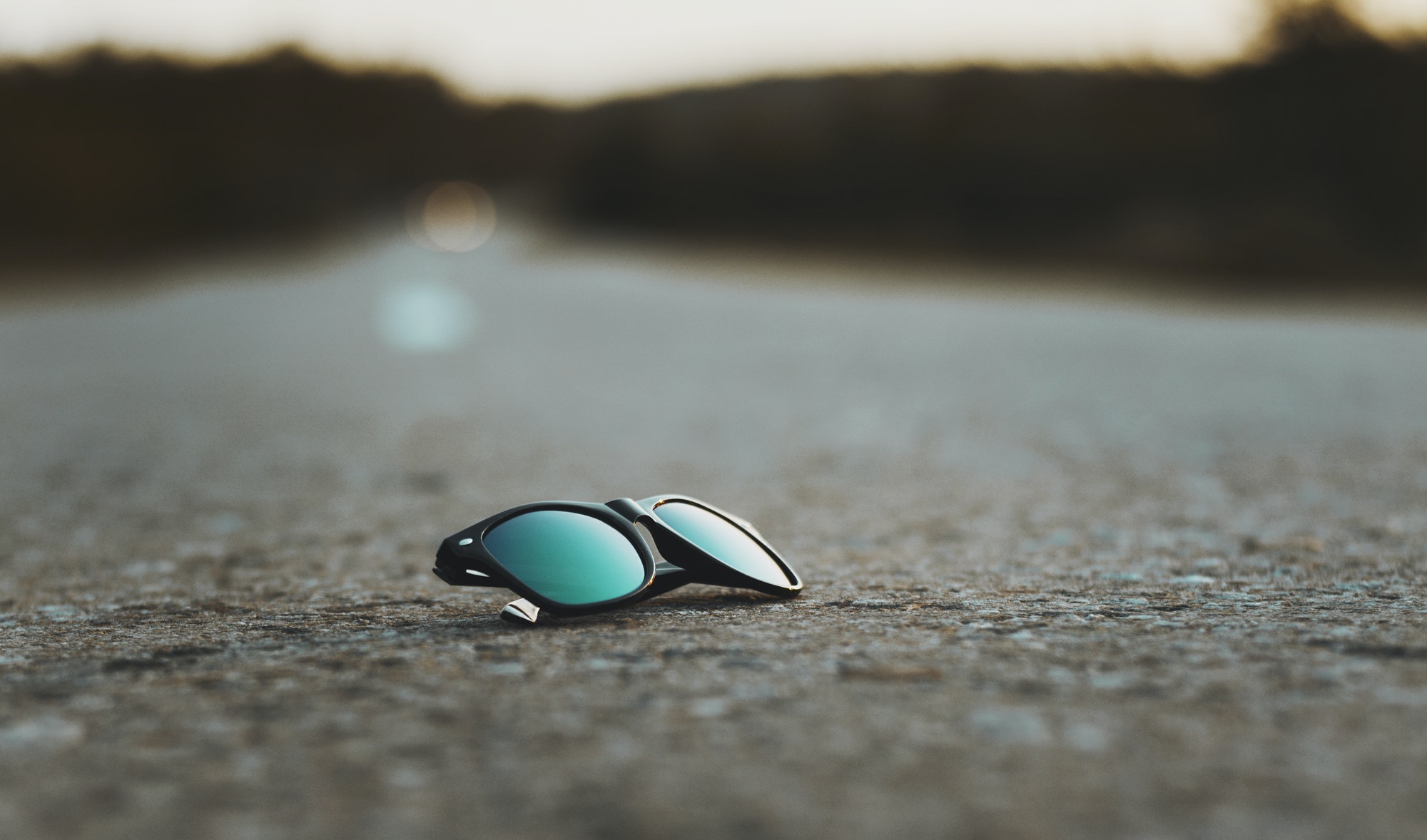 Sun glasses on the road.